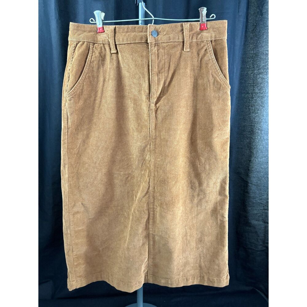 Time and Tru Brown Corduroy Midi Skirt Size 10 Cottagecore Academia Fall